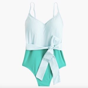 J. Crew Belted Colorblock One-piece Swimsuit
